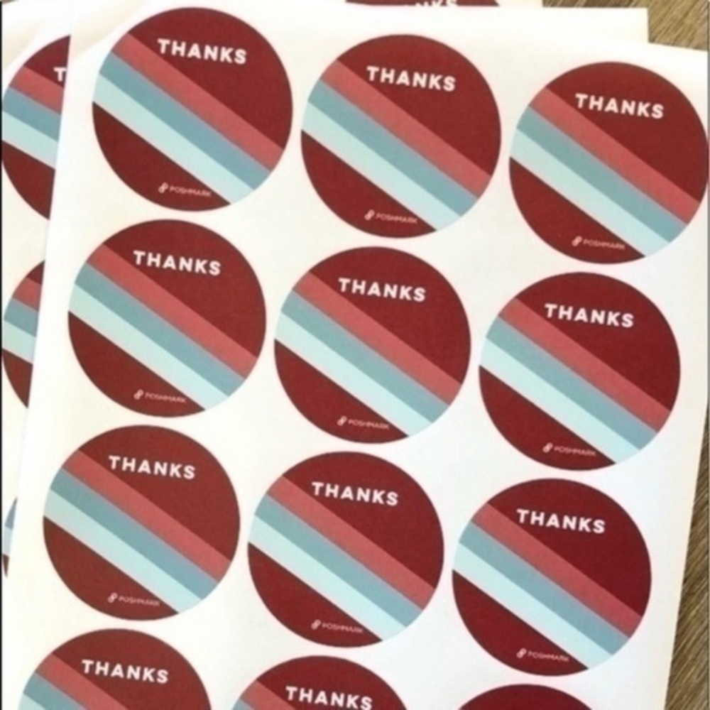 60- 2.5 inch Poshmark Red and Blue Thank You Stickers​